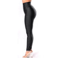 Colanti pentru femei slimfit, Lycra, textura lucioasa, Negru