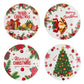 Set 4 farfurii Craciun - in cutie cadou cu funda rosie