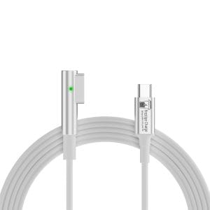 Cablu de Incarcare USB-C la MagSafe 1, PRESTIGE CHARGE, 100W, cap unghi 90, pentru Apple Macbook Air / Pro, Indicator LED, 1.8m, Alb