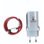 Incarcator Retea WarpCharge 30W, PRESTIGE CHARGE, Iesire USB, pentru OnePlus, Cablu USB la USB-C 6A (rosu) Inclus, 2m, Alb