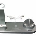 Încărcător wireless 4 în 1, 10W, telefon, ceas, căști, argintiu – ZEQAS