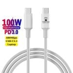 Cablu USB-C la USB-C 100W PD 3.0, PRESTIGE CHARGE, Transfer Date si Incarcare SuperFastCharge 2.0, Pentru Laptop/Telefon/Tableta, 2m, Alb