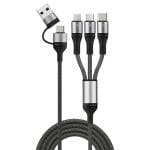 Cablu incarcare 6 in 1, PRESTIGE CHARGE, FastCharge 30W , USB & USB-C la USB-C & LIGHTNING & MICRO-USB, 1.2m, negru, universal