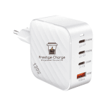 Incarcator retea GaN QuatroMini Plus 120W, PRESTIGE CHARGE, 3 x USB-C PD + USB QC 3.0, Incarcare Simultana 4 Dispozitive, Design Compact, pentru Lapto
