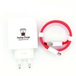 Incarcator Retea SuperVooC 80W, PRESTIGE CHARGE, Iesire USB, pentru OnePlus, Cablu USB la USB-C 7.3A (rosu) Inclus, 1m, Alb