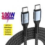 Cablu USB-C la USB-C 100W PD 3.0, PRESTIGE CHARGE, Transfer Date si Incarcare SuperFastCharge 2.0, Pentru Laptop/Telefon/Tableta, 1m, Negru