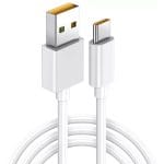 Cablu USB la USB-C pentru Date si Incarcare Rapida 7.3A, PRESTIGE CHARGE, SuperVooC 80W pentru Oppo, 1m, Alb