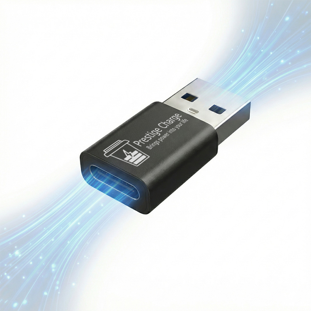 Adaptor USB-A tata la USB-C mama, PRESTIGE CHARGE®, USB 3.0, Convertor Universal pentru Incarcare Rapida si Transfer Date, Compatibil Telefon, Laptop,