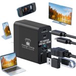 Hub Activ Multifunctional cu Incarcator, PRESTIGE CHARGE®, 5 in 1 cu HDMI 4K 30Hz, 1 x PD 60W, 1 x USB-C, 2 x USB-A, Adaptor Docking Station Pentru La