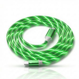 Cablu Date si Incarcare USB-C la USB-C, PRESTIGE CHARGE®, LED Luminos Verde, PD 60W Fast Charge, Universal, Compatibil CarPlay, AndroidAuto, Apple, iP