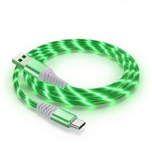 Cablu Date si Incarcare USB-A la USB-C, PRESTIGE CHARGE®, LED Luminos Verde, 18W, 480 Mbps, Universal, Compatibil, Apple, iPhone, Samsung, Android, Ty