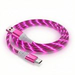 Cablu Date si Incarcare USB-A la USB-C, PRESTIGE CHARGE®, LED Luminos Roz, 18W, 480 Mbps, Universal, Compatibil, Apple, iPhone, Samsung, Android, Type