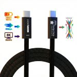 Cablu Premium USB-C 240W PRESTIGE CHARGE®, Transfer 40Gbps, Video 8K@60Hz, compatibil Thunderbolt 4, E-Marker, pentru Conectare Monitor Extern, Laptop