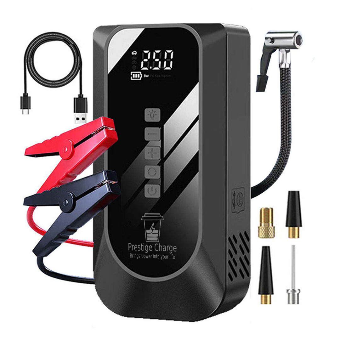 Starter Auto Jump Starter 4-in-1 600A, PRESTIGE CHARGE®, Compresor Aer, Power Bank 6000mAh, Incarcare, Lanterna, Kit Urgenta 12V Benzina 6.0L / Diesel