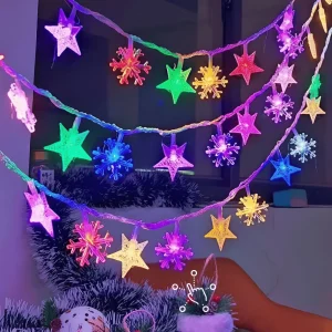 Lumini LED Decorative Plug-In Multicolor 20m, Stele si Fulgi De Zapada, 8 Moduri Iluminare, Rezistenta Apa IP65, Pentru Gradina, Terasa, Balcon Interi