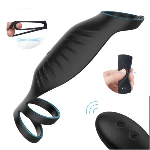 Dispozitiv Automat Intarziere Ejaculare Barbati, Control Rezistenta, Placere, Vibrare, Telecomanda, Silicon Moale, ABS Durabil, Rezistent Apa IPX7, Co