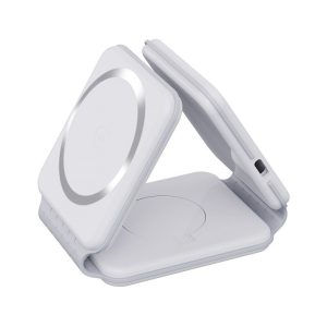 Incarcator Wireless 3 in 1, Pliabil, Pentru Iphone Apple Watch Airpods Samsung, 30 W, Fast Charging, Magnetic, Alb
