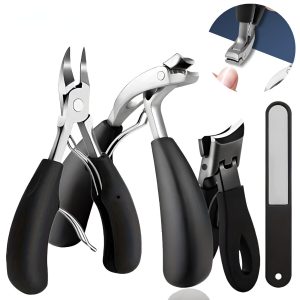 Set Taietoare Unghii Incarnate, Unghiera Mare Profesionala 4 Piese, Ideal Pentru Unghii Groase Dure, Taietor Unghii Picioare, Maini, Otel Inoxidabil,