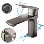 Baterie Baie Monocomanda, Alama Solida, 2 furtune 80cm incluse, Model Universal, Baterie Lavoar cu Jet Apa Silentios, Finisaj Premium Anti Calcar si Z