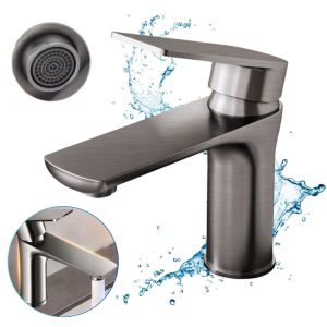 Baterie Baie Monocomanda, Alama Solida, 2 furtune 80cm incluse, Model Universal, Baterie Lavoar cu Jet Apa Silentios, Finisaj Premium Anti Calcar si Z