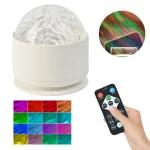 Lampa De Noapte Cu Proiectie Dinamica, Romantic Flame Ocean Wave, cu Telecomanda si 16 Culori RGB, Efecte Luminoase Relaxante Pentru Dormitor Copii, A