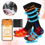 Sosete Incalzite Electric, Autonomie Extinsa 5000mAh, Pana la 9 Ore, Temperatura Reglabila, 4 Niveluri, Material Bumbac Moale, Lavabile, Elastic, pent