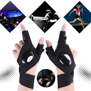 Manusi Cu LED Integrat, Model Fingerless Reglabil, VOVCIG, Cadou Practic Pentru Barbati si Femei, Iluminare Directa Intuneric, Activitati Outdoor, Rep