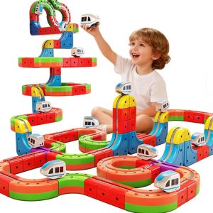 Set Tren Magnetic Anti-Gravitatie Juls, 88 Piese, Multicolor, Electric, pentru Copii 3+ ani
